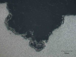 Section through pitting/grooving